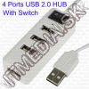 Olcsó USB 2.0 Hub 4 port (power capable) *With Switch* (White) (IT7974)