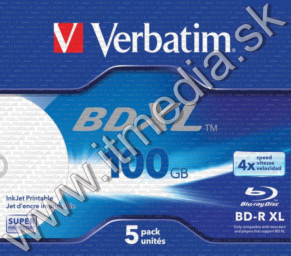 Image of Verbatim BluRay BDXL BD-R 4x (100GB) NormalJC (43789) Printable (IT14423)
