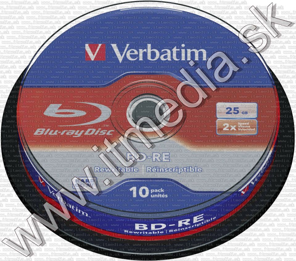Image of Verbatim BluRay BD-RE (RW) 2x (25GB) 10cake 43694 (IT14035)