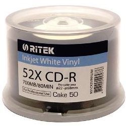 Image of RITEK *Black Vinyl* CD-R 52x *PRINTABLE* 50cake (IT10071)