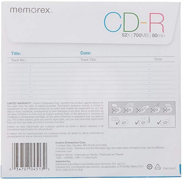 Image of Memorex CD-R 52x 10pack paper INFO! (IT3371)