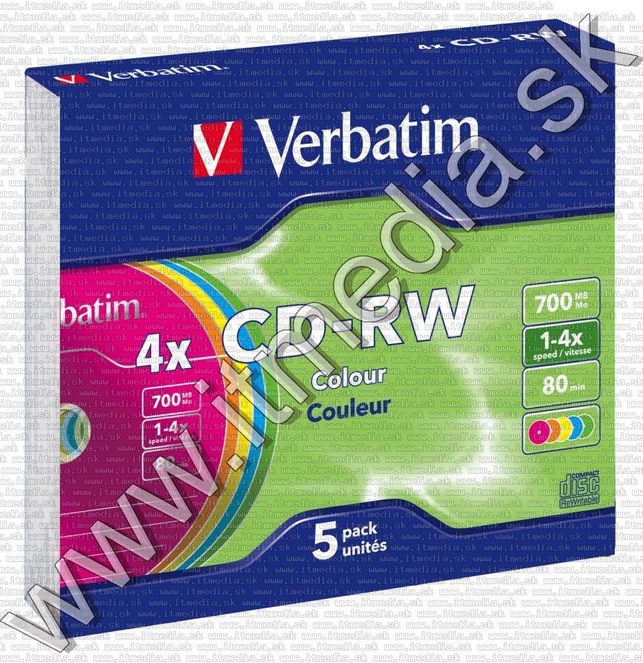 Image of Verbatim CD-RW 4x SlimJC COLOR (43133) (IT12959)