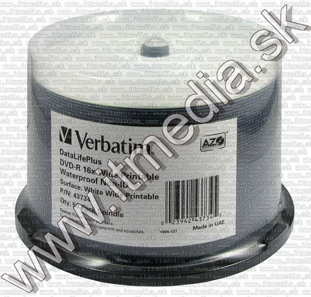 Image of Verbatim DVD-R 16x 50cake *WaterProof Print* NO-ID (43734) (IT5905)