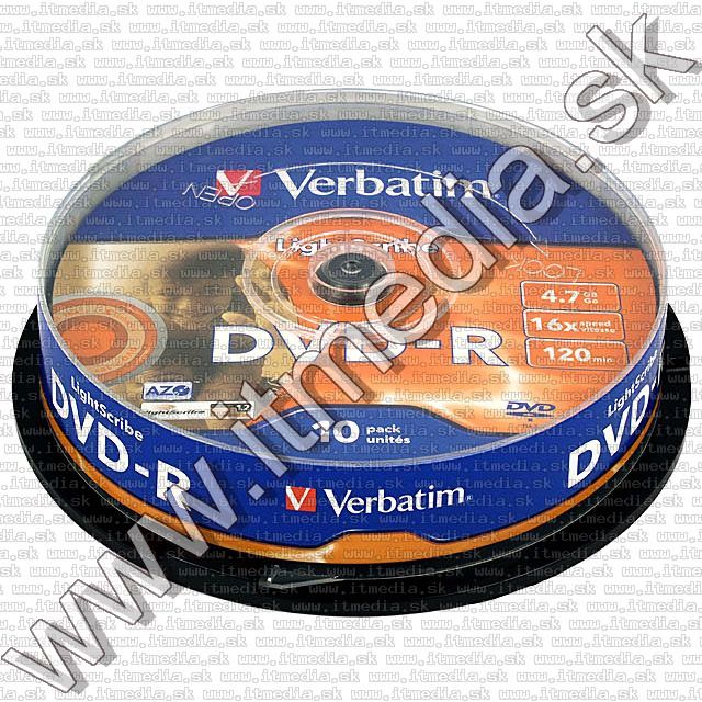 Image of Verbatim DVD-R 16x 10cake **LIGHTSCRIBE** (43643) (IT7471)