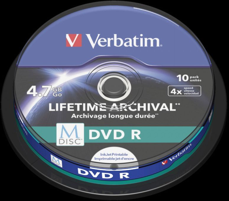 Image of Verbatim M-DISC DVD-R 4x 10cake Printable 43824 (IT13196)