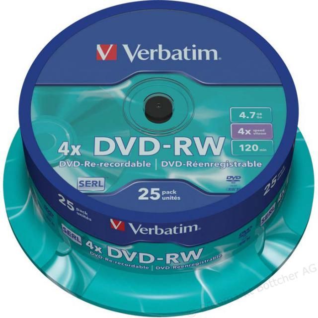 Image of Verbatim DVD-RW 4x 25cake (43639) (IT10725)