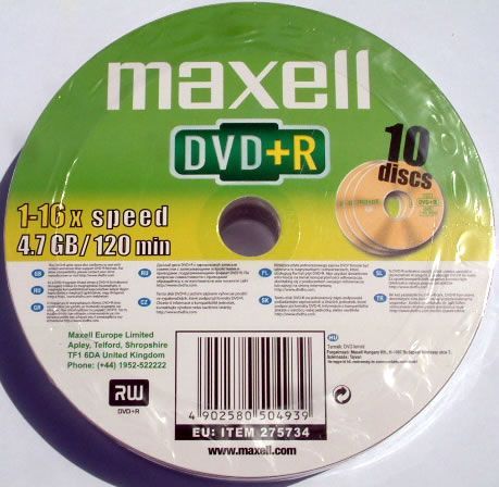 Image of Maxell DVD+R 16x 10cw (IT2216)