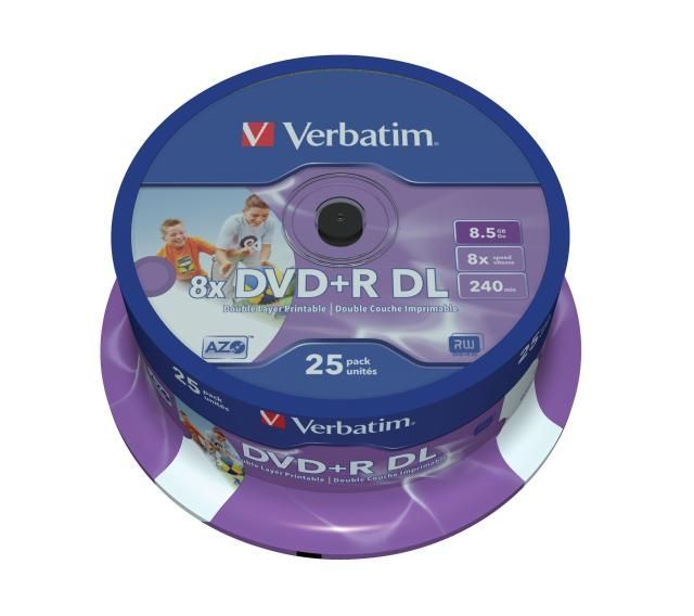 Image of Verbatim DVD+R Double Layer 8x 25cake **PRINT** (43667) *UAE* (IT6339)
