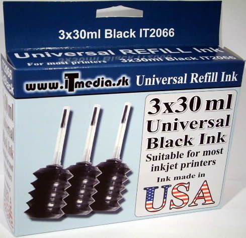 Image of Universal ink (itmedia) Refill Set 3x30 ml **BLACK** (IT2066)