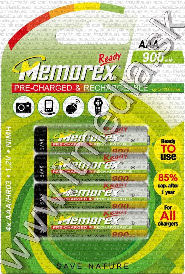 Memorex Akku HR03 4x900 mAh AAA *BLISTER* (IT13865) Image of Memorex Akku HR03 4x900 mAh AAA *BLISTER* (IT13865)