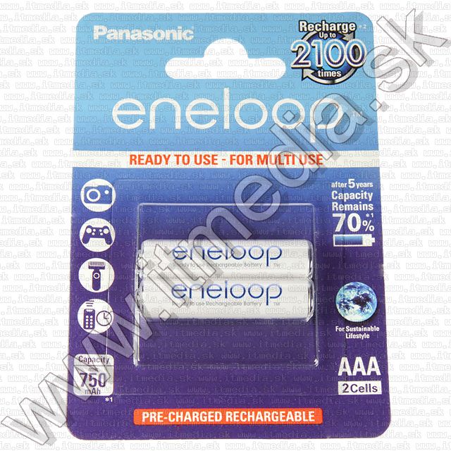 Image of Panasonic Eneloop akku HR03 2x750 mAh AAA *BLISTER* *Ready2Use* (IT9925)