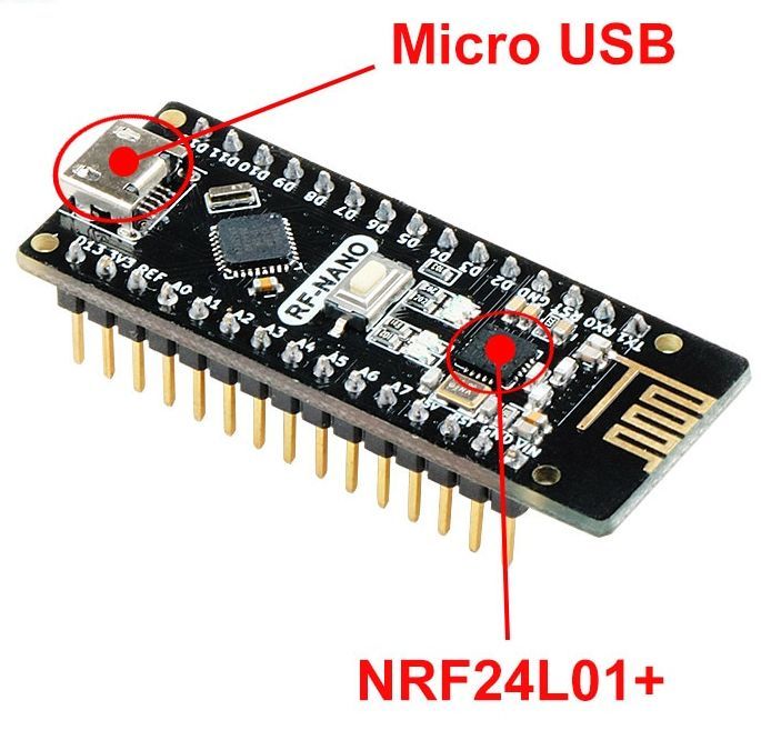 Image of Arduino RF Nano Board (Compatible) MEGA328 CH340 NRF24L01 2.4GHz Info! (IT14143)