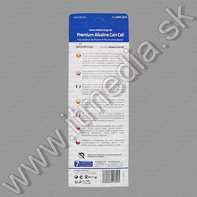 Button battery PACK (10-set) AG13 (LR44) (Mediarange) (IT0582) Image of Button battery PACK (10-set) AG13 (LR44) (Mediarange) (IT0582)