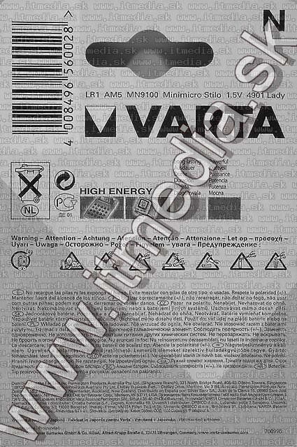 Image of VARTA battery 1xN Security alkaline LR1 (4901) (IT6589)