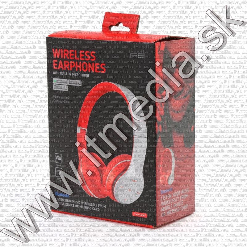 Image of Vezetéknélküli Bluetooth fejhallgató és MP3 lejátszó (microSD) Szürke/Piros (IT13665)