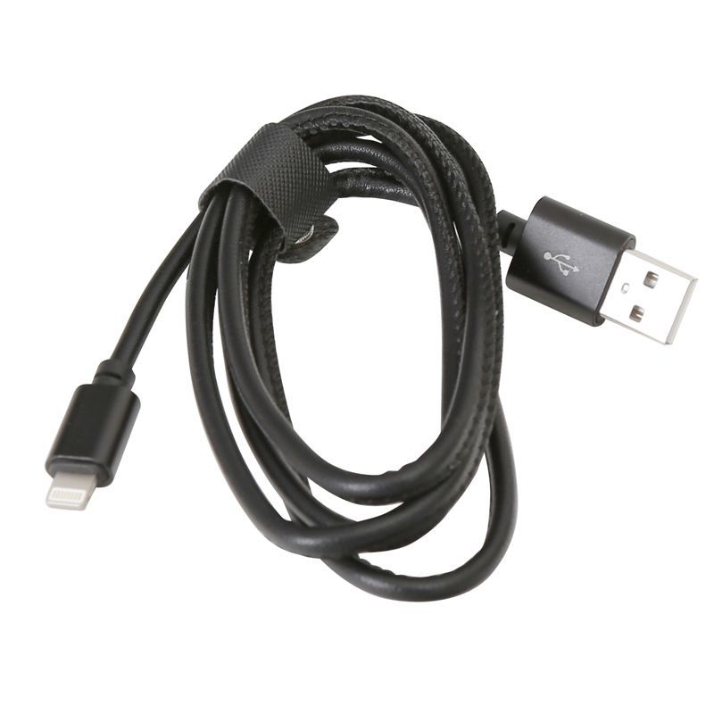Image of Omega iPhone5G Lightning USB cable 1m *Black Leather* 2.4A (IT13427)