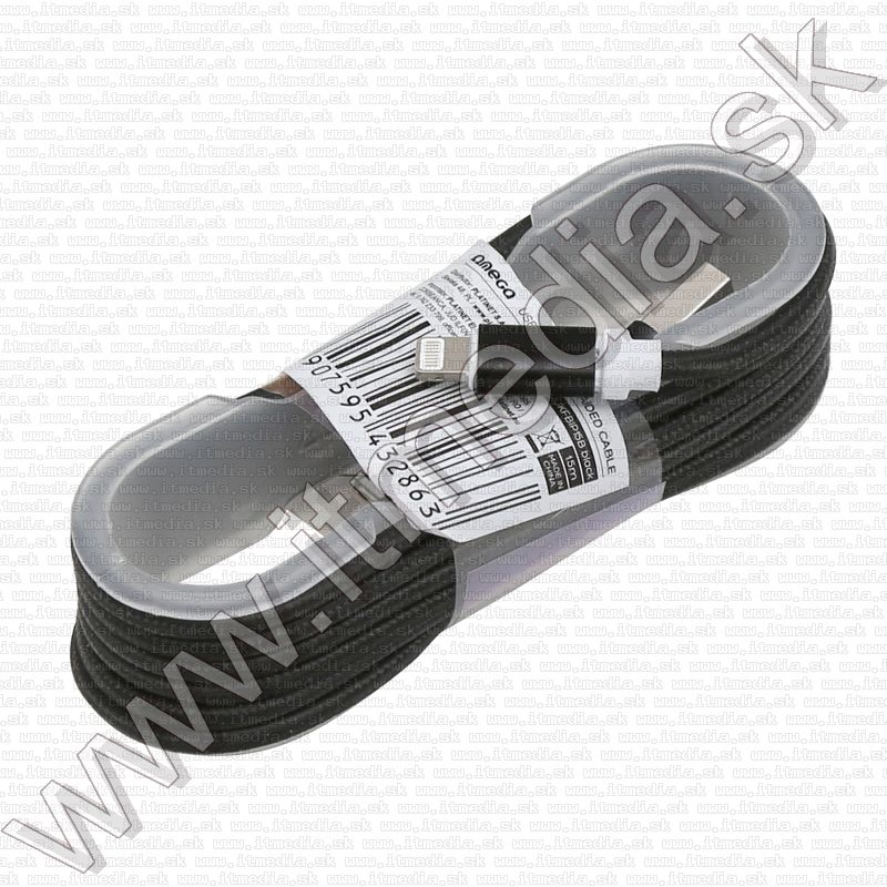 Image of iPhone USB Lightning kábel 1.5m *Cipőfűző* *Hengeres* *Fekete* (IT12016)