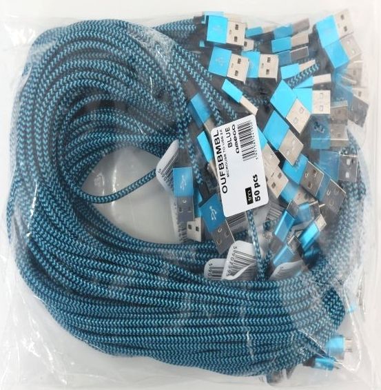 Image of USB - microUSB cable Copper 1m *Blue* Fabric Braided 2A HQ BULK Info! (IT14670)