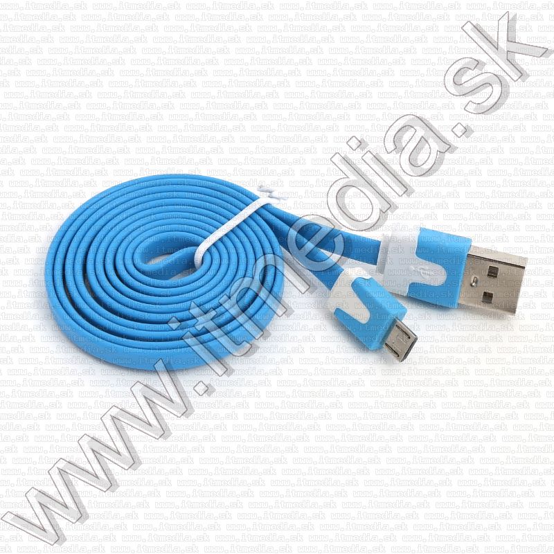 Image of USB - microUSB kábel 1m *Lapos* Kék (IT9689)