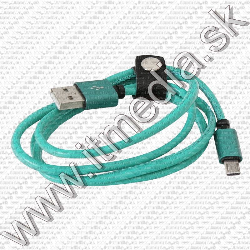 Image of USB - microUSB cable 1m *GREEN Leather* 2.4A HQ *Blister* (IT14389)