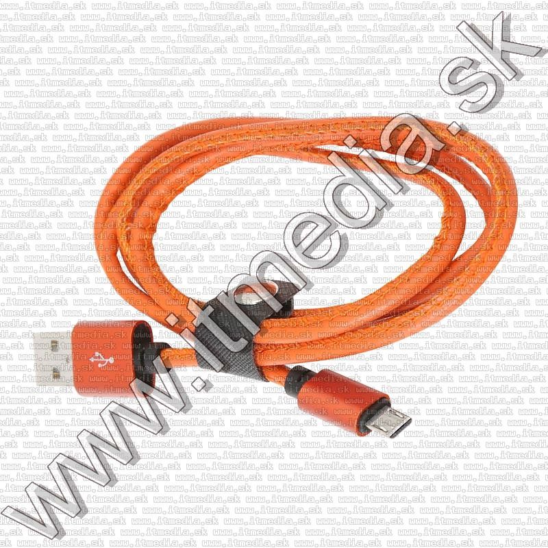 Image of USB - microUSB cable 1m *ORANGE Leather* 2.4A HQ *Blister* (IT14390)