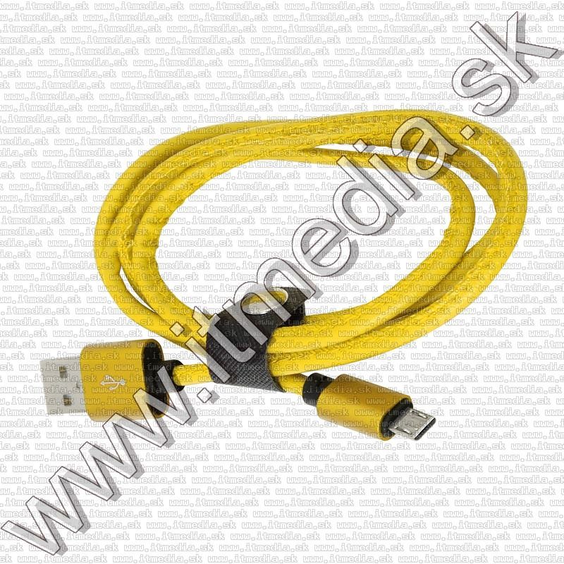 Image of USB - microUSB cable 1m *YELLOW Leather* 2.4A HQ *Blister* (IT14391)