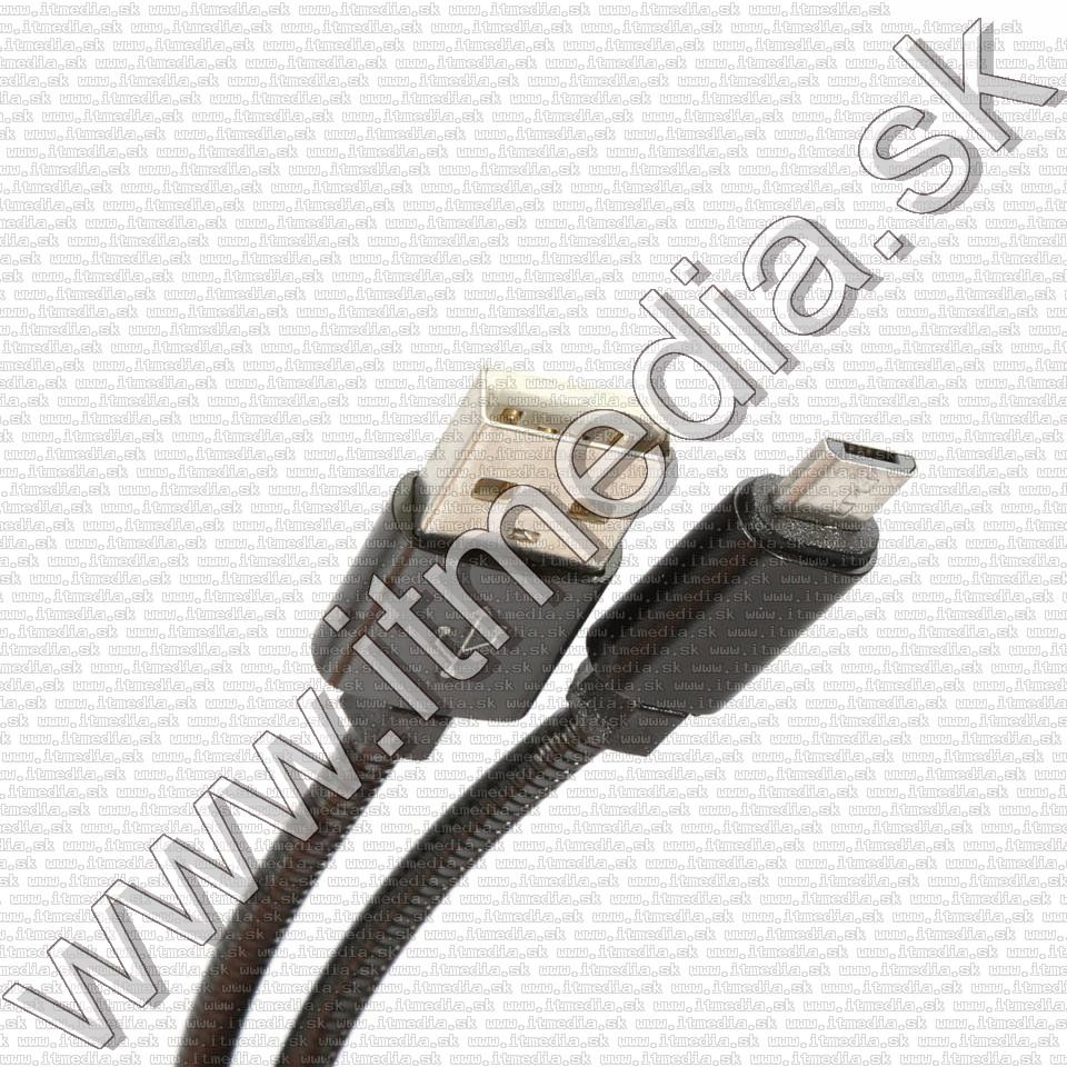 Image of USB - microUSB cable Metal 1m *Black* 1.8A HQ (IT14394)