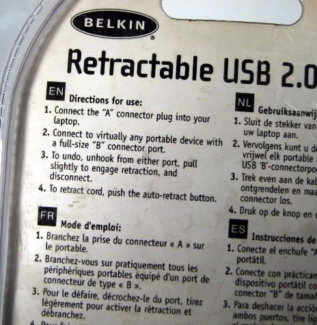 Image of Belkin Retractable USB 2.0 Printer Cable 90cm (IT3755)
