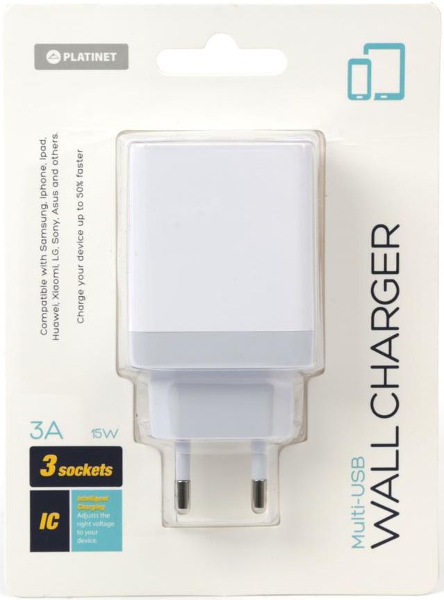 Image of Univerzális USB töltő 3000mA 3port (5V 3A) iPhone Samsung (Fehér) 44754 (IT13885)