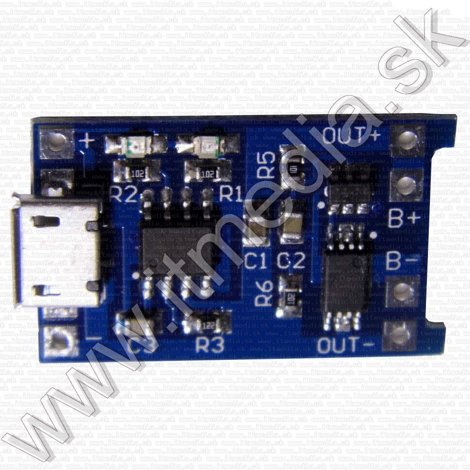 Image of USB Lithium akkumulátor töltő panel és akkuvédő elektronika *microUSB* (IT11963)