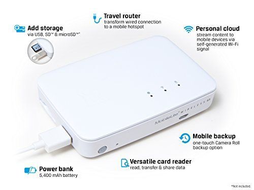 Image of Kingston MobileLite Wireless (Wifi Databank 5400mAh) White INFO!! MLWG3ER [EOL] (IT13881)