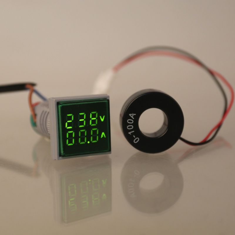 Image of LED-es AC (hálózati) voltmérő és árammérő 60-500V 100A Zöld (IT14197)