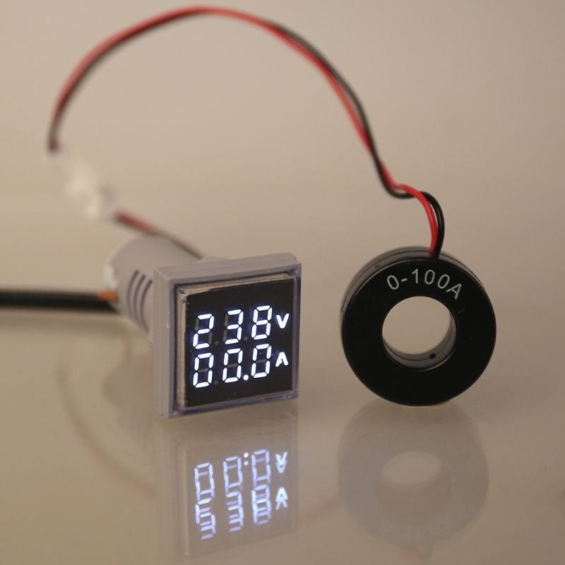 Image of LED-es AC (hálózati) voltmérő és árammérő 60-500V 100A Fehér (IT14193)