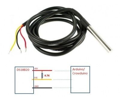 Image of Elektronikai alkatrész *Hőfok szenzor IC* DS18B20 1-wire Vízálló szonda (IT12259)