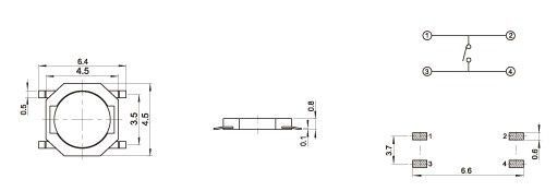 Elektromos mikrokapcsoló *SMD* 3x6x4.3mm (IT12900) Image of Elektromos mikrokapcsoló *SMD* 3x6x4.3mm (IT12900)