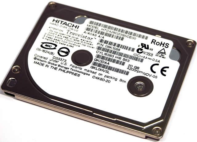 Image of Hitachi Travelstar 20GB 1.8 IDE HDD (ZIF) 4200RPM HTC426020G5CE00 INFO! 08K1568 (IT3757)