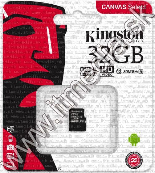 Image of Kingston microSD-HC card 32GB UHS-I U1 Class10 Without adapter!!! (80/10 MBps) (IT13468)