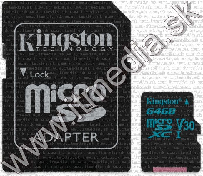 Image of Kingston microSD-XC card 64GB UHS-I U3 Class10 + adapter (90/45 MBps) Canvas Go (IT13547)