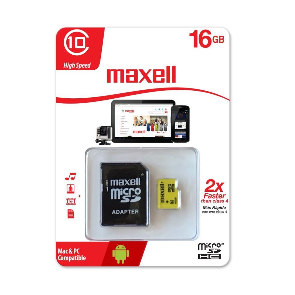 Image of Maxell microSD-HC card 16GB Class10 + adapter Yellow (IT13781)