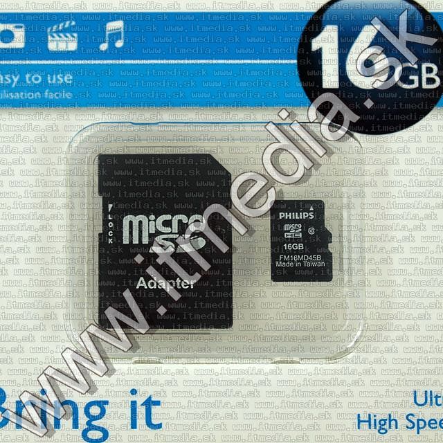 Image of Philips microSD-HC Secure Digital card 16GB +ADAPTER Class10 (IT8762)
