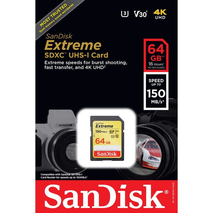 Image of Sandisk SD-XC kártya 64GB UHS-I U3 UHD 4K *Extreme Pro* [150R60W] (IT13859)