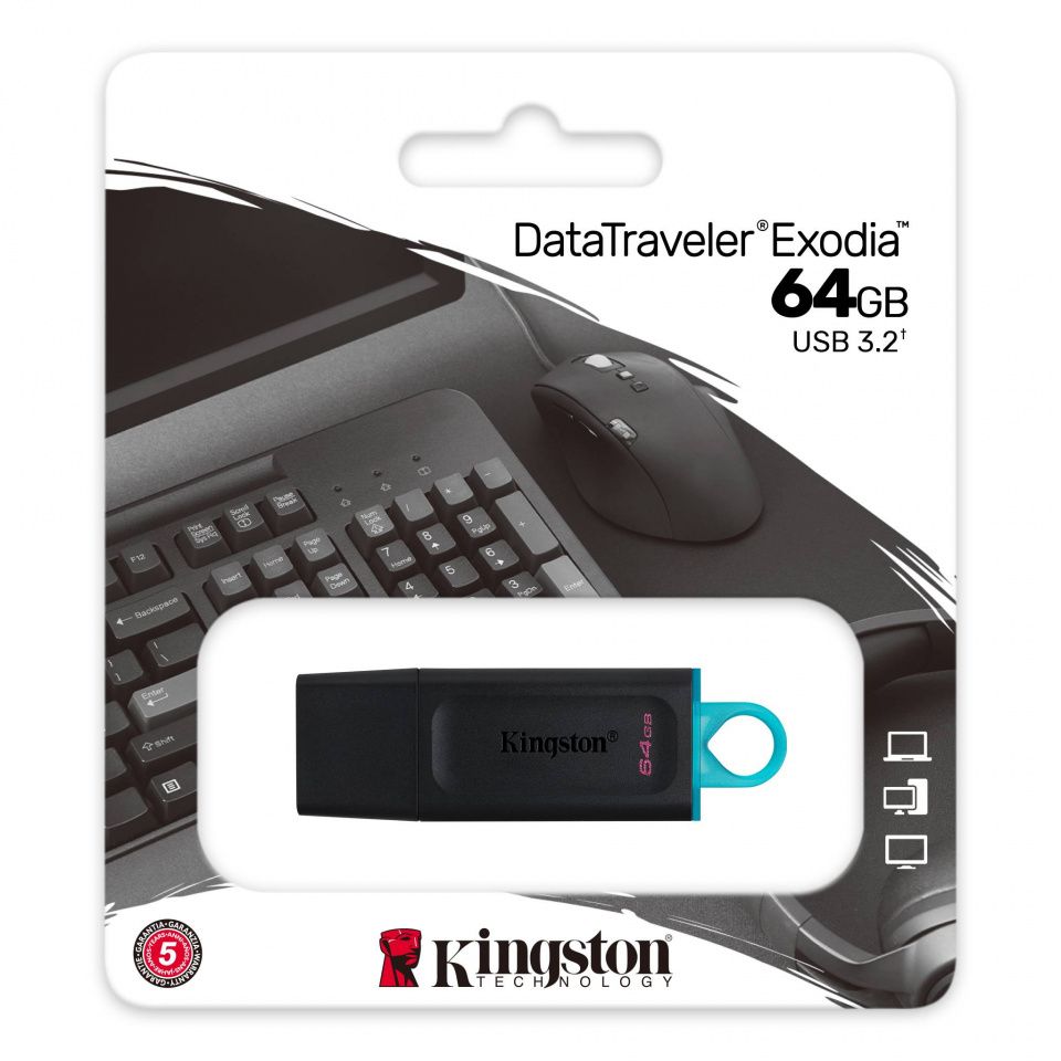 Image of Kingston USB 3.2 pendrive 64GB *EXODIA* Black-Teal (IT14716)