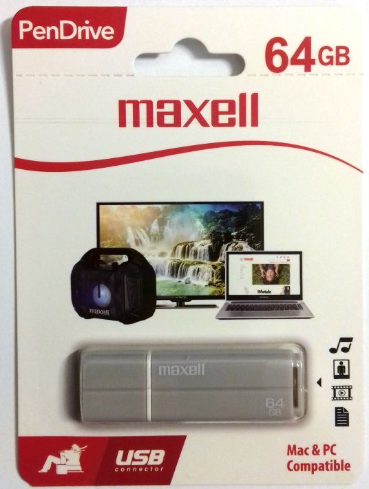 Image of Maxell USB 2.0 Pendrive 64GB BLACK 855058.00.CN [22R8W] SIL (IT13699)