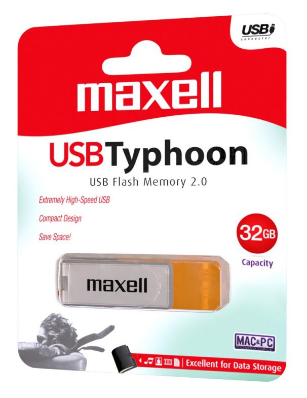 Image of Maxell Pendrive 32GB *Typhoon* *WHITE-ORANGE* USB 3.1 (IT13679)