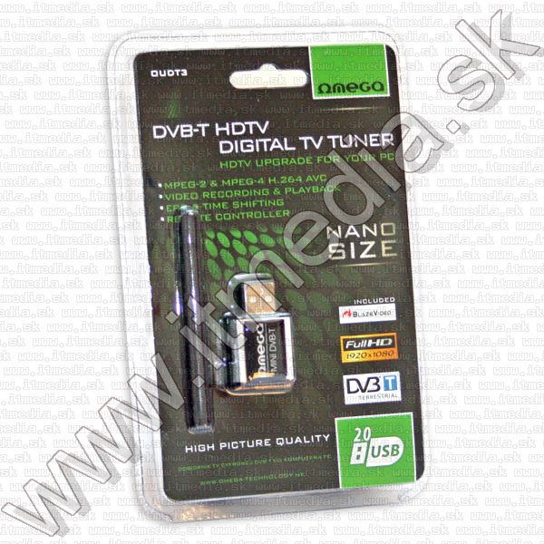 Omega USB mini DVB-T HDTV Digital TV tuner *Mpeg4* HUN (IT11543) Image of Omega USB mini DVB-T HDTV Digital TV tuner *Mpeg4* HUN (IT11543)