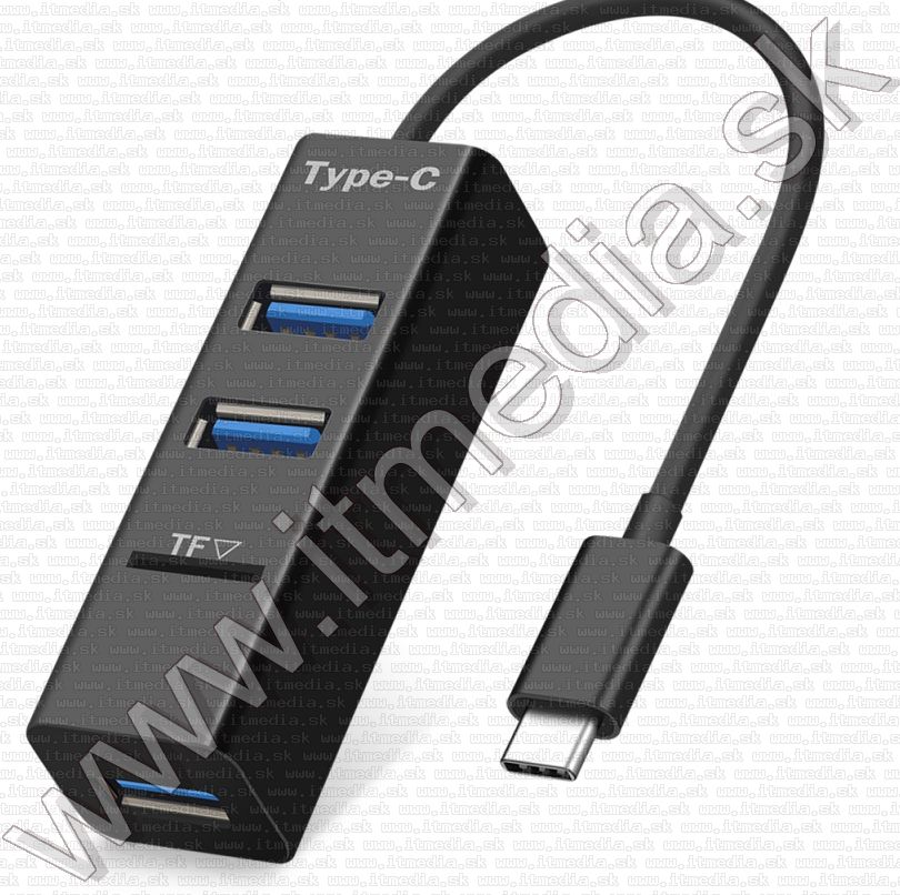 Image of USB-C **2.0** HUB 3 port+Card Reader *black* INFO! (IT13868)