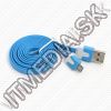 Olcsó USB - microUSB kábel 1m *Lapos* Kék (IT9689)