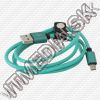 Olcsó USB - microUSB cable 1m *GREEN Leather* 2.4A HQ *Blister* (IT14389)