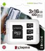 Kingston microSD-HC 3x16GB Class10 UHS-I U1 A1 + adapter (100R/10W) Canvas Select Plus INFO! (IT14422) Kingston microSD-HC 3x16GB Class10 UHS-I U1 A1 + adapter (100R/10W) Canvas Select Plus INFO! (IT14422)